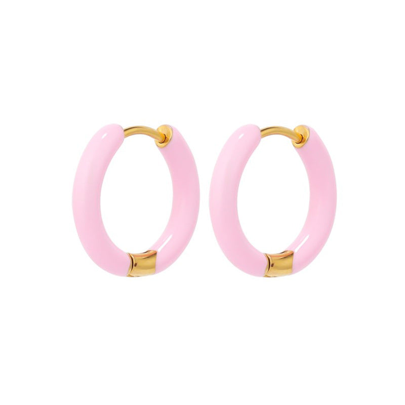 Wholesale 12mm oil drop earrings 10 colors stainless steel color earrings